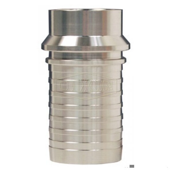 Sanitary Crimp Stem, 3 in Nominal, Tube Weld x Hose Shank End Style, 316 SS, Domestic